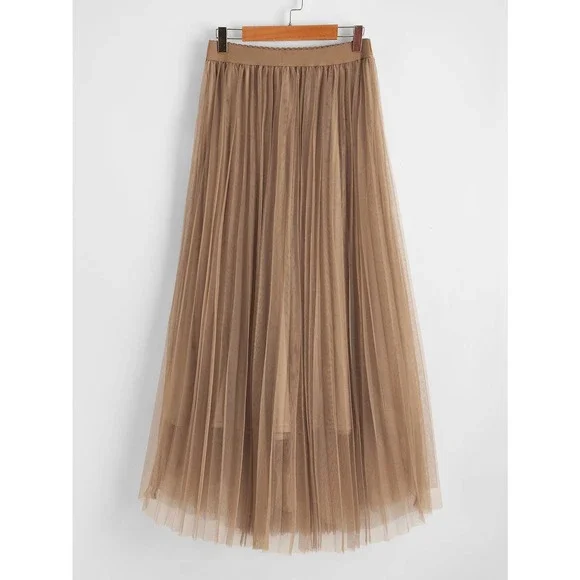 tulle tutu midi skirt Wide Waist Pleated Tulle Skirt light pink - Picture 12 of 13